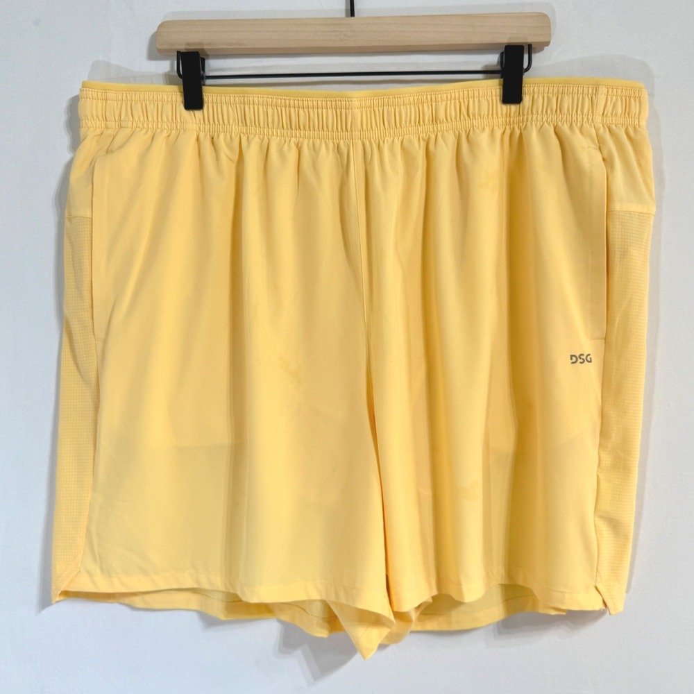 DSG Mens 5" Stride Run Shorts XXL Solar Melon Yellow Athletic Lined Training NEW